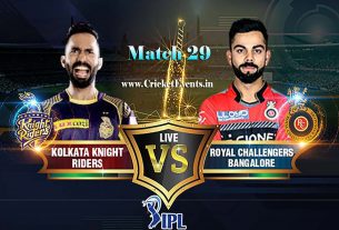 29th Match of IPL 2018 Season - Royal Challengers Bangalore Vs Kolkata Knight Riders