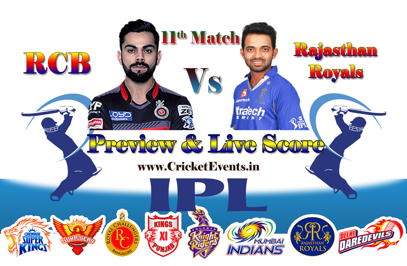 11th Match of IPL 2018 Season - Royal Challengers Bangalore Vs Rajasthan Royals