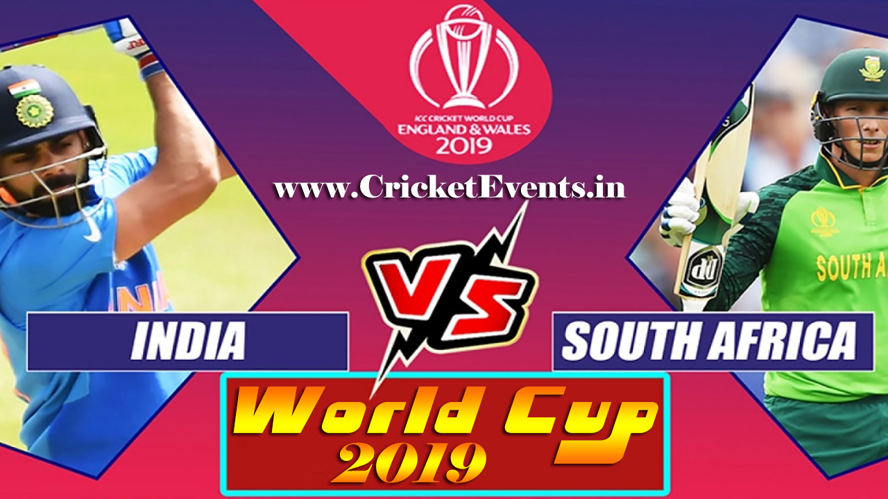 India Vs South Africa - Preview and Live Score - Cricket World Cup 2019