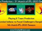 Winning Team Prediction of 5th Match of IPL-2023 Season | Mumbai Indians (MI) vs Royal Challengers Bangalore (RCB) | CricketEvent.com